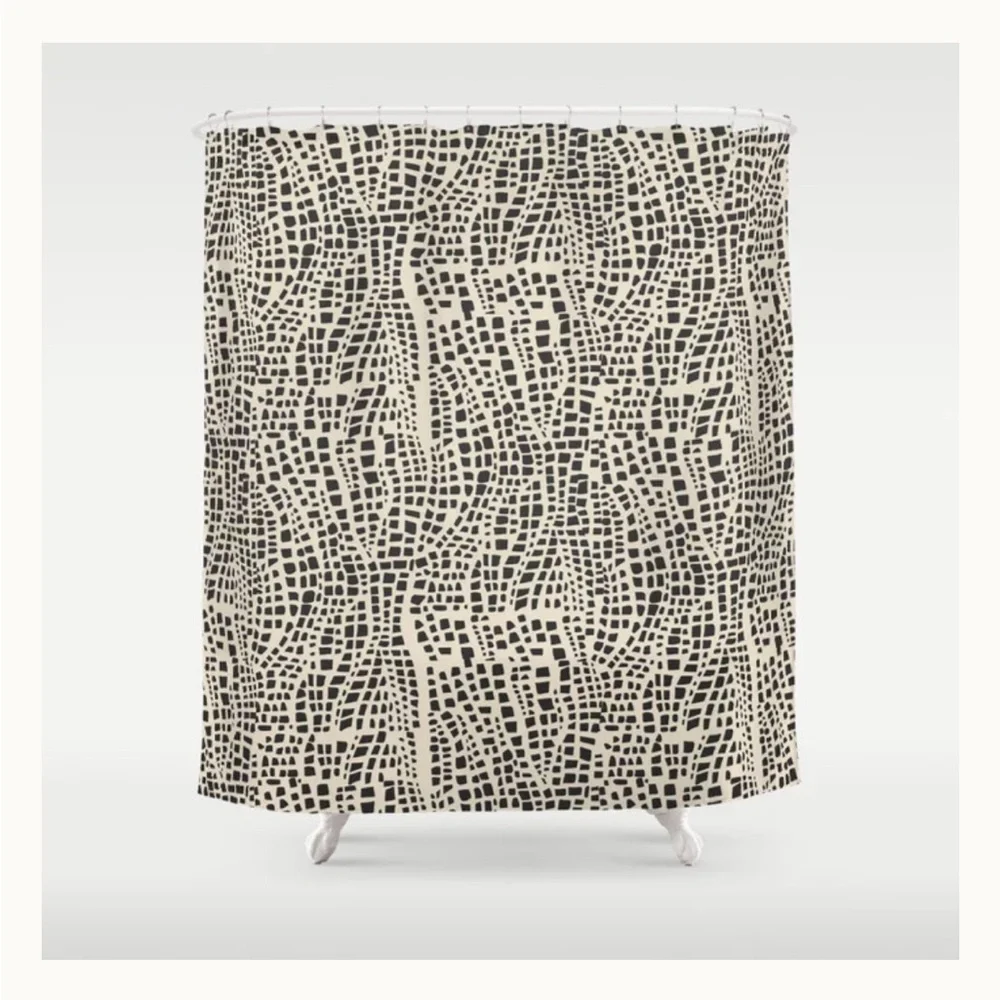 Society6 Black and Cream Abstract Shower Curtain